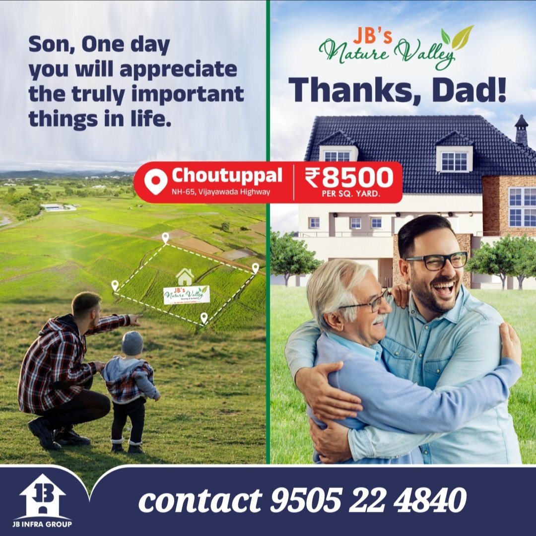 JB's Nature Valley choutuppal
contact for details 9505224840/9059059020
We are launched our jb nature valley phase-Base price 8500/-
Phase-5, A block 11000/-, B-block 13000/-
#jbnaturevalley
#JBINFRAGROUP
#dtcp
#hmdaplots
#vijawadahighwaychoutuppal