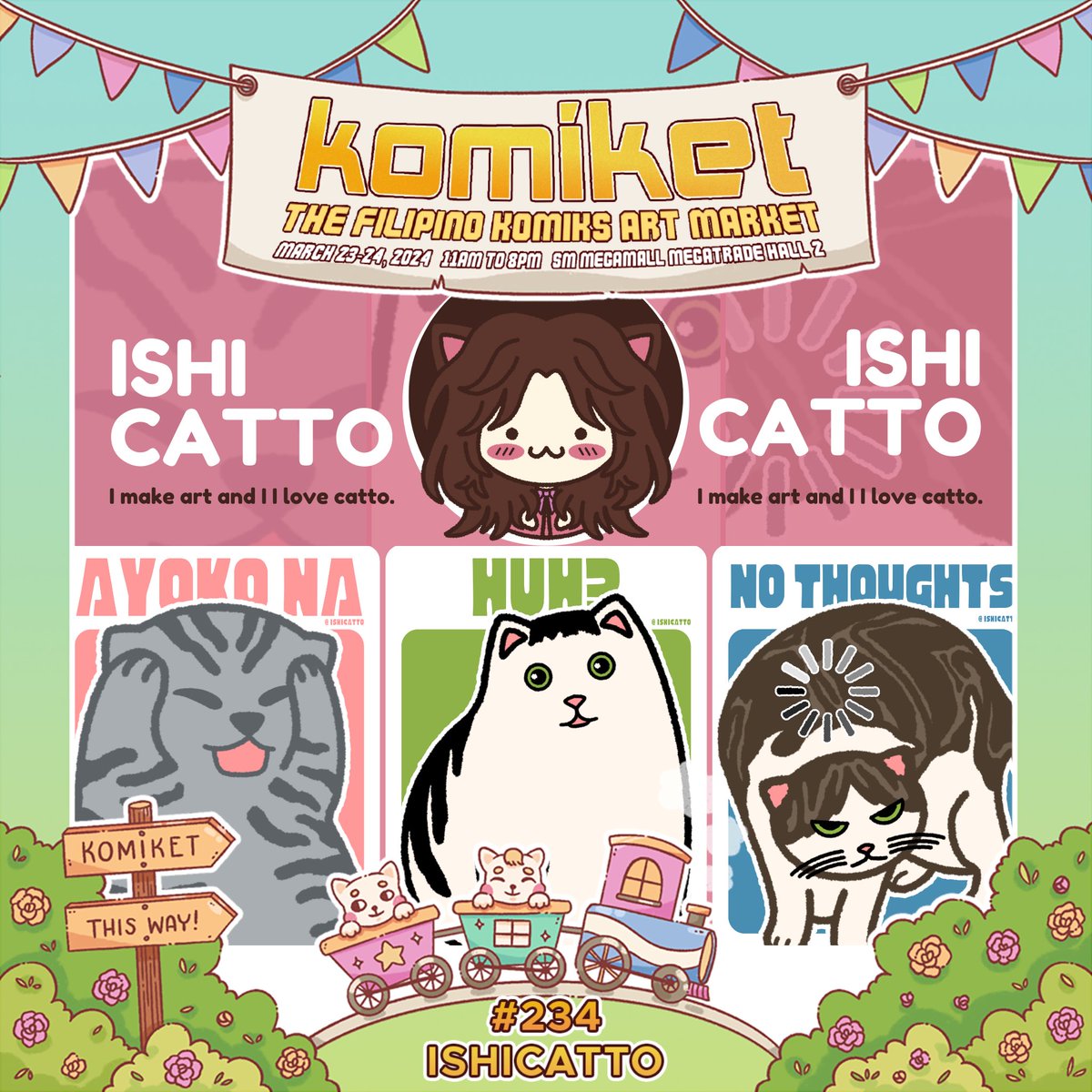 KomiketPH's tweet photo. No dream is imPAWsible! #supportLocalCreators for a cat-tastic weekend of komiks, art, stickers, prints, and merch at Komiket! March 23-24, SM Megamall Megatrade Hall 2, 11am to 8pm. Tix P100.

#komiketmarch
#komiket2024 https://t.co/JXW1WeUwOf