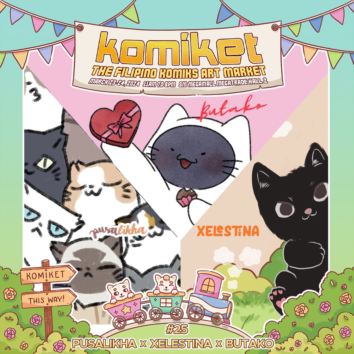 KomiketPH's tweet photo. No dream is imPAWsible! #supportLocalCreators for a cat-tastic weekend of komiks, art, stickers, prints, and merch at Komiket! March 23-24, SM Megamall Megatrade Hall 2, 11am to 8pm. Tix P100.

#komiketmarch
#komiket2024 https://t.co/JXW1WeUwOf