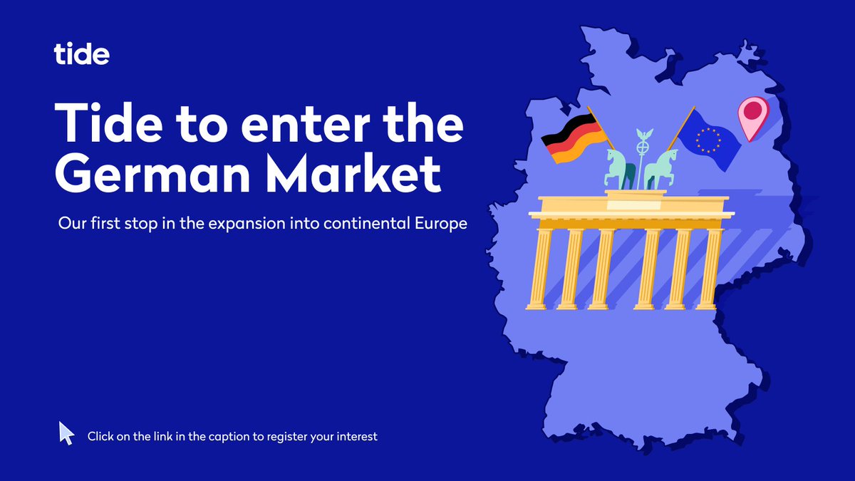 🔊 🇩🇪🚀 We're thrilled to announce that Tide is to launch in #Germany. The market entry marks our first step in the expansion into continental #Europe. Register your interest here - tide.co/de/. #TideinGermany #SaveTime #SaveMoney #SmallBusiness #Freelancer #Fintech