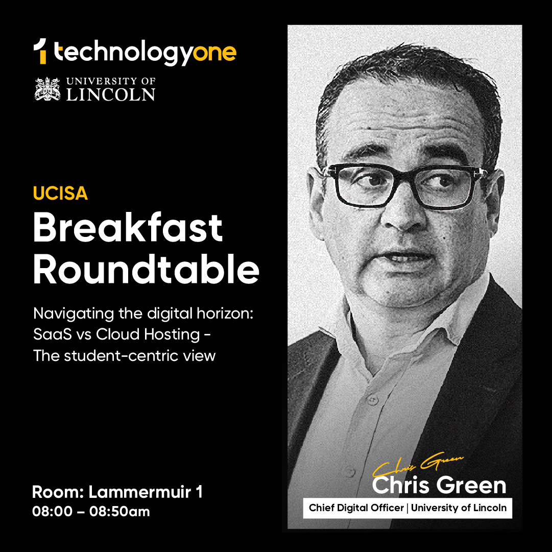 We are thrilled to be joined by Chris Green, Chief Digital Officer from University of Lincoln for our breakfast session at @UCISA this Thursday 14 March from 8:00am. Spaces are limited, register your attendance now 👉lnkd.in/ePHfEeKe #TechnologyOne @unilincoln