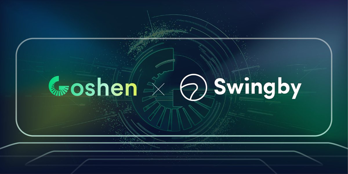 Goshen is excited to announce a collaboration with @SwingbyProtocol 🤝 Swingby is a protocol for Bitcoin cross-chain bridging, allowing DeFi users to move assets between chains without a trusted party. 👀🔥 Stay tuned for more details!
