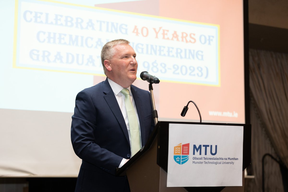 PETEngMTU's tweet photo. Minister for Finance, Michael McGrath,  said: “on behalf of the government, I want to congratulate all the team at MTU at reaching 40 years of professional Chemical Engineering education. https://t.co/EOxQTPCyTH