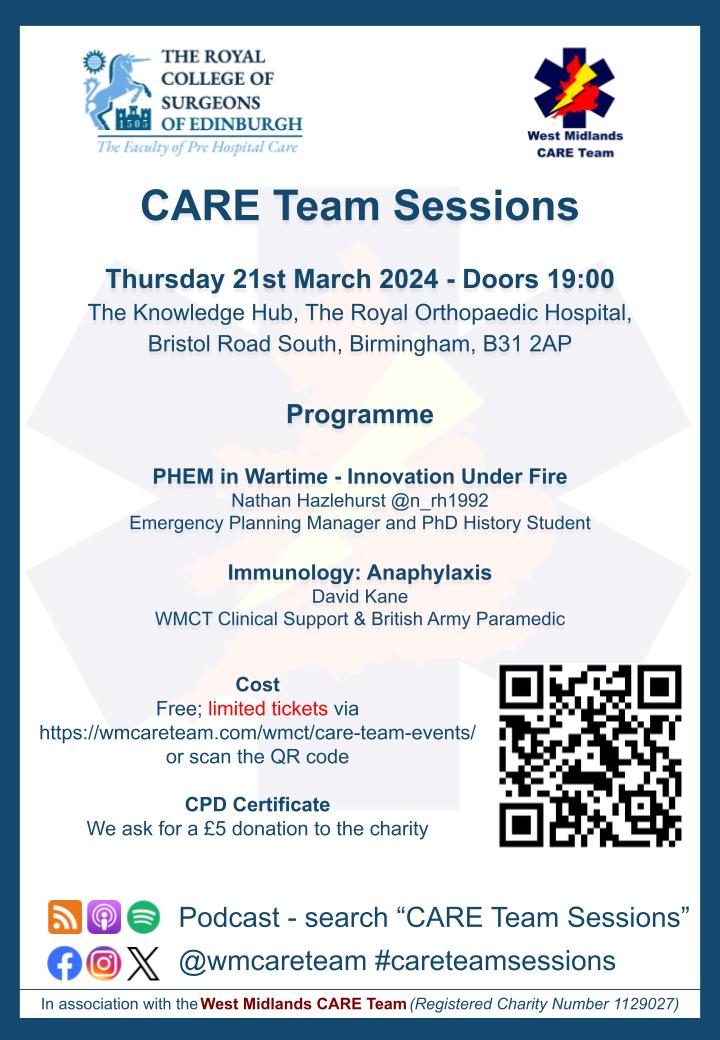 The next CARE Team Sessions will take place on Thursday 21st March. Tickets available from 18.30 tonight ⏰ Tickets are free but limited! bit.ly/48LzfG0 #CAREteamsessions #westmidlandsCAREteam