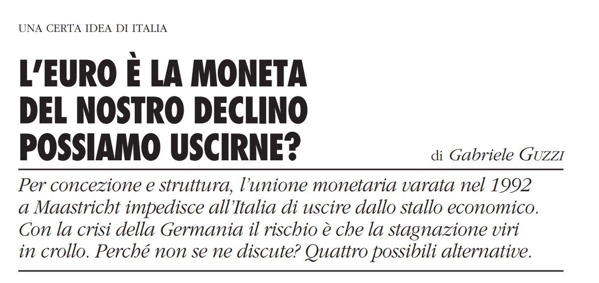 GabrieleGuzzi's tweet image. Pubblico con gioia l'articolo che ho scritto per l'ultimo numero di Limes.
Il tema è la crisi dell’Ue, il fallimento dell’euro, il ruolo asfittico del vincolo esterno. Dinanzi al declino sociale, ci si chiede se ci sia una nuova possibilità per l'Italia. 1