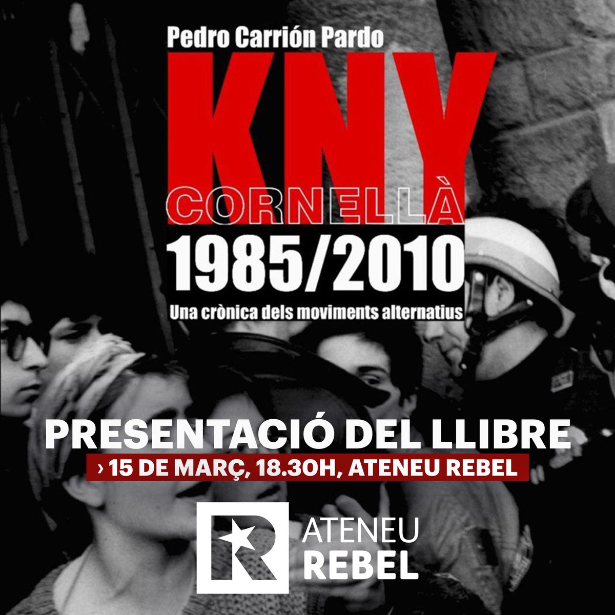 Divendres tenim la presentació del llibre  "KNY 1985-2010" amb el coautor Pedro Carrion per conèixer l'esclat de lluites que va viure un dels municipis referent al Baix Llobregat
📆 15 de març
⏲ 18.30h
📌Ateneu Rebel. Fonthonrada 32 #PobleSec #kny #BaixLlobregat