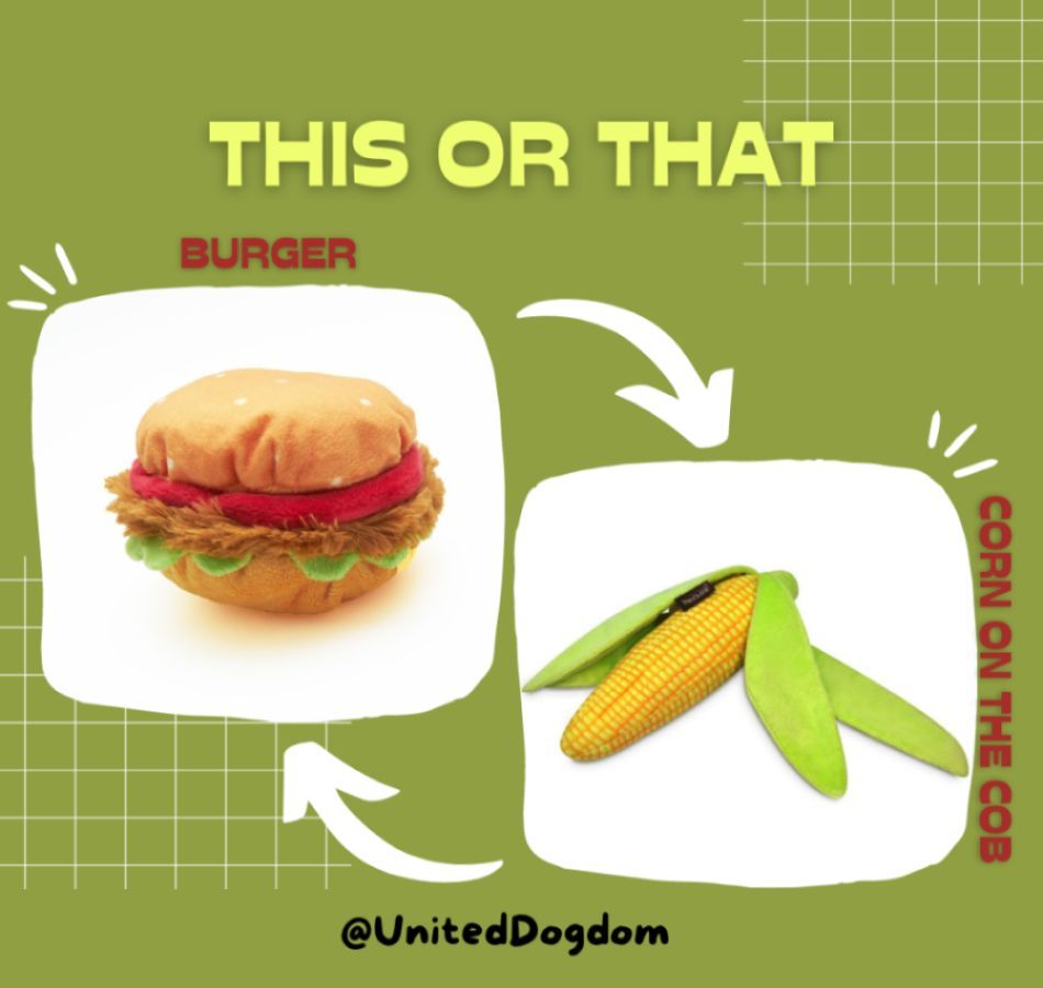 Which fun Burger or Corn on the Cob #dog #toy makes your furfriend wag their tail ? 
🍔 buff.ly/4abwM8H🌽
.
.
.
.
#pets #foodfun #doglovers #dogsoftwitter @dotty4paws @thegooddogguide #puppy #dogwalkers #dogsrule #dogfun #dogsofuk #dogwalking #dogcelebration