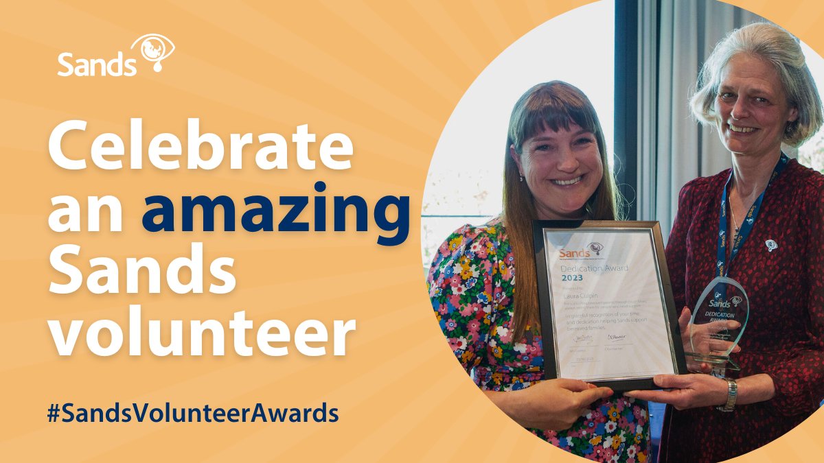 Our amazing #SandsVolunteers have such an impact on so many people’s lives across the UK 💙🧡 Has your life been impacted by a Sands volunteer? Now is your time to celebrate that. Nominate now ➡️ sands.org.uk/volunteerawards #WeAreSands
