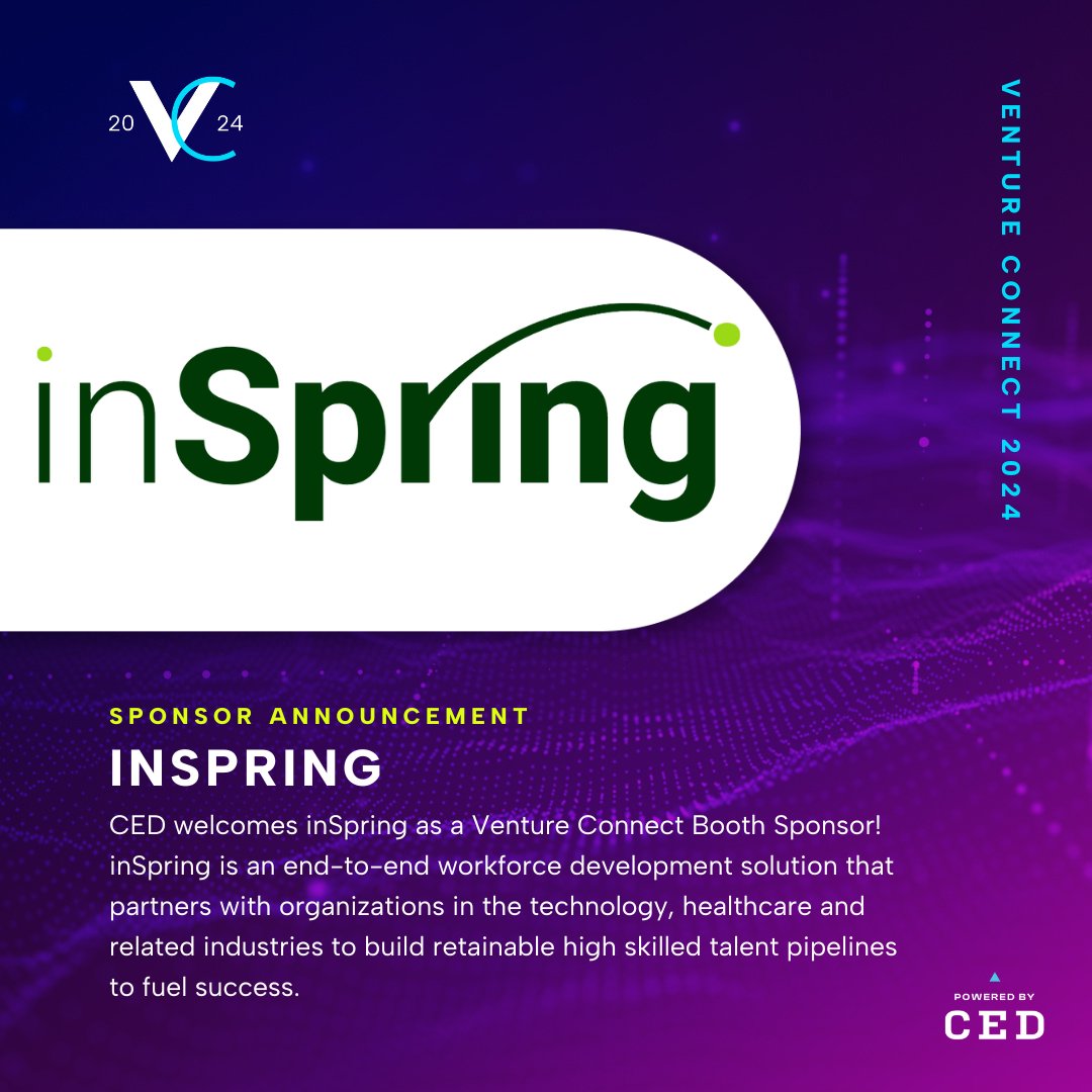 inSpring Is a Venture Connect Booth Sponsor! inSpring is an end-to-end workforce development solution that partners with organizations in the technology, healthcare and related industries to build retainable high skilled talent pipelines to fuel success.

cednc.org/venture-connec…