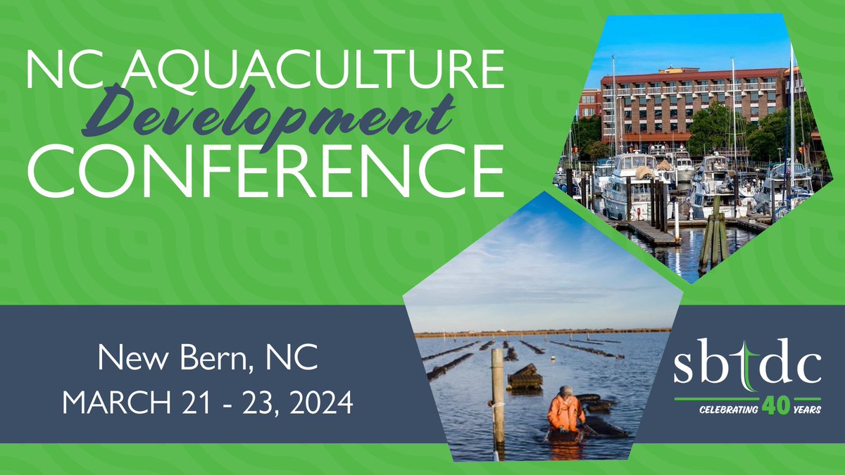 🌊 Do you work in or with the aquaculture industry? Check out this conference hosted by the SBTDC!

📅 March 21-23, 2024
⏰ 8:00 AM - 6:00 PM
📍 New Bern, NC

Registration: ow.ly/nCaN50QLSFN

#YourBusinessBetter #SBTDC  #AquacultureConference #AquacultureIndustry #NewBernNC