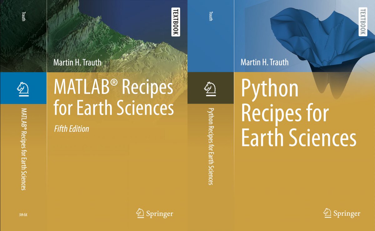 Safe the date: The next open online course on #MATLAB and #Python Recipes for Earth Sciences will be from 16-20 September 2024. The new editions of the sister books will also have been published by then! mres.uni-potsdam.de/index.php/2023…