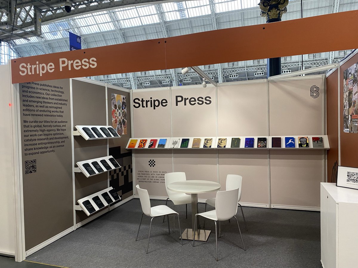 If you’re at the London Book Fair today, come over to the Stripe Press stand at 6A47 to meet me and some of the rest of the team! Here’s our booth after setting up last night.