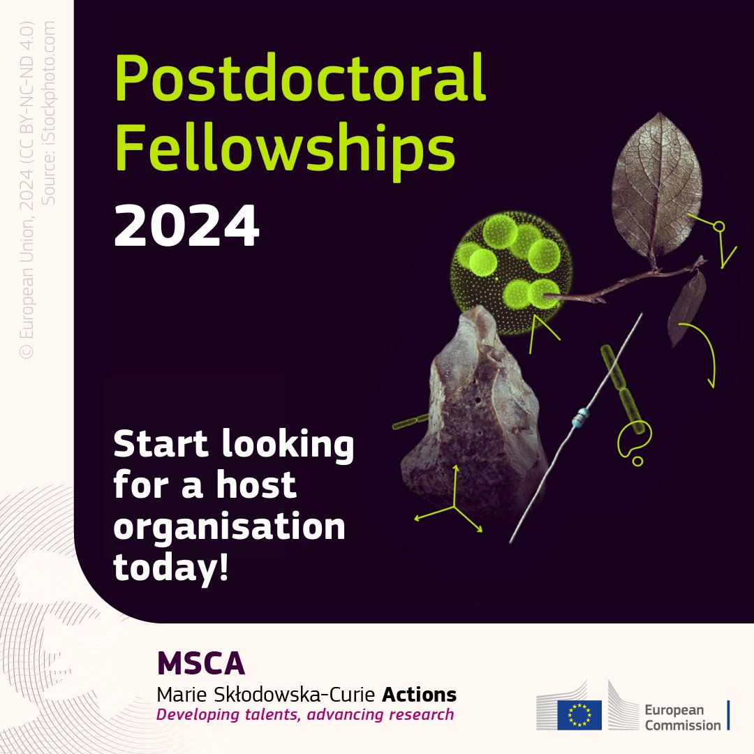 Heads up! The #MSCA Postdoctoral Fellowships 2024 call opens in April. 🔍 Start your journey early by exploring potential host organisations now and gear up to craft the perfect proposal! 🌟 🎓🔬 More info and opportunities this way ➡️ europa.eu/!KJ8XY7