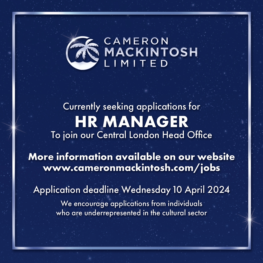 Are you an experienced HR Manager looking for a new role? If so, we want to hear from you. For more info visit: cameronmackintosh.com/jobs #CameronMackintosh #Theatre #WestEnd #HRManager