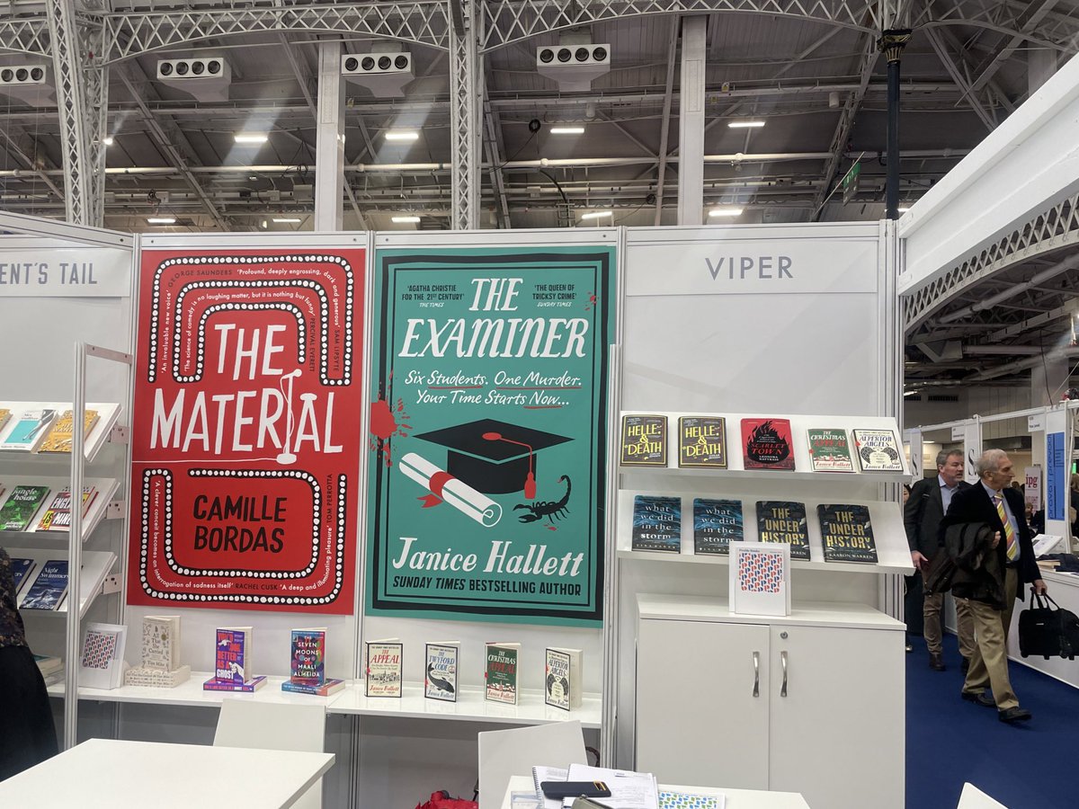 A lovely stack of @ViperBooks at #LBF24 this morning, and an outsized @JaniceHallett.