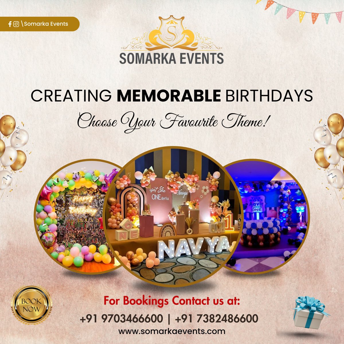 We specialize in designing  theme birthday parties that capture the essence of joy and imagination from whimsical fairy-tale settings to superhero showdowns.

📞 Contact Us: +91 97034 66600 | +91 73824 86600

#SomarkaEvents #BestEventDesigners #BestEventOrganisation #BestEvent