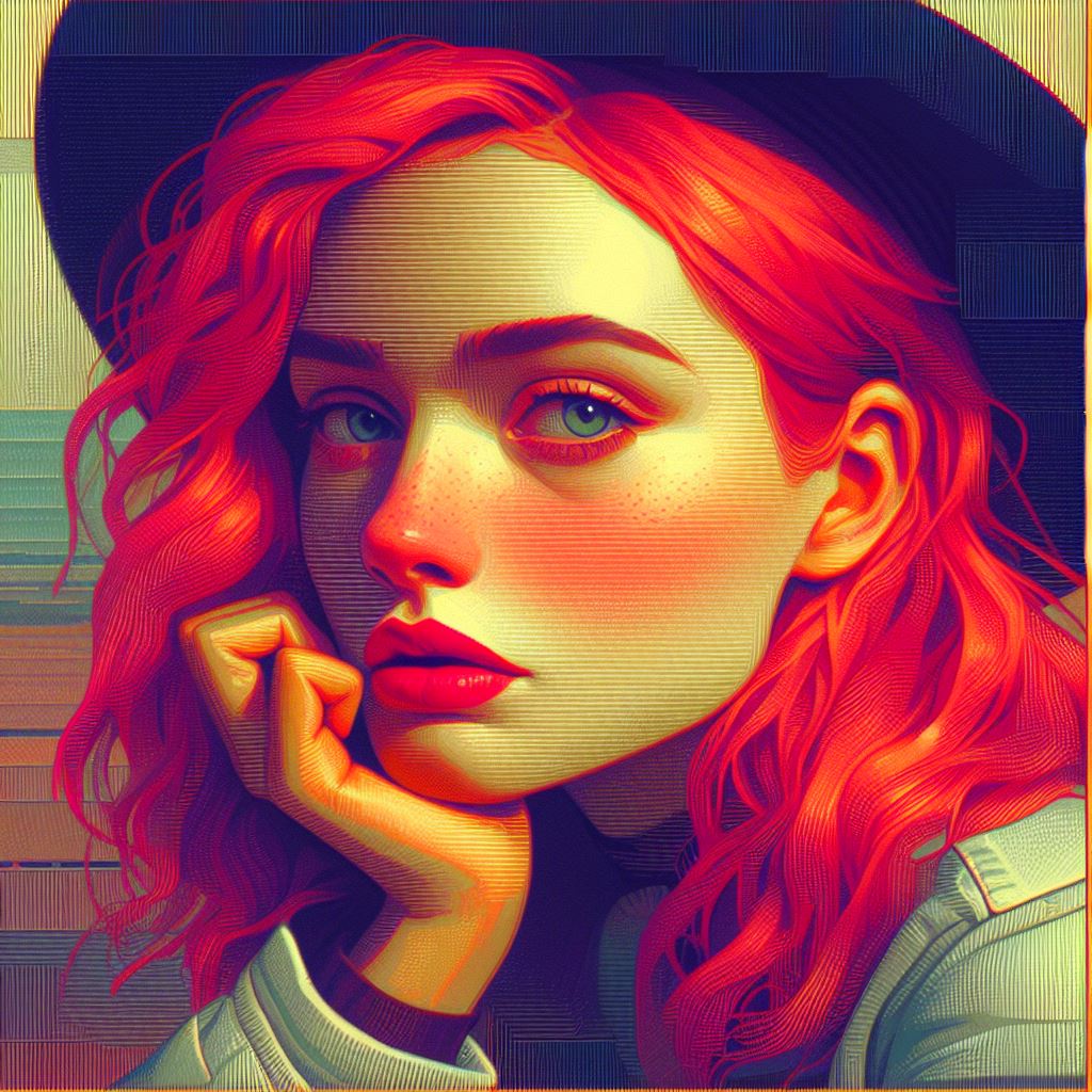 #AIArtistCommunity #AIArt #AIArtworks #AIartgallery #AIartists #ai #aiart #aiartwork #digitalart #aigenerated #dalle3art #generativeai #generativeart #AI #beautiful #woman #redhair #redhead #hat #lookingatyou