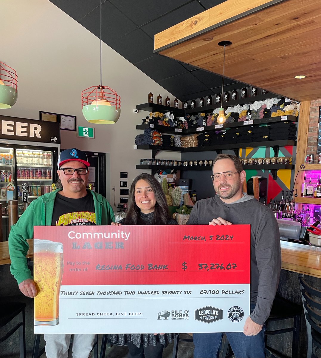 Cheers to the end of Our Community Lager Fundraiser! 🍺 Thanks to you, and everyone who joined in and helped support the fundraiser, we raised an amazing $37,276.07, which means 111,828 meals for our neighbours who need it most.