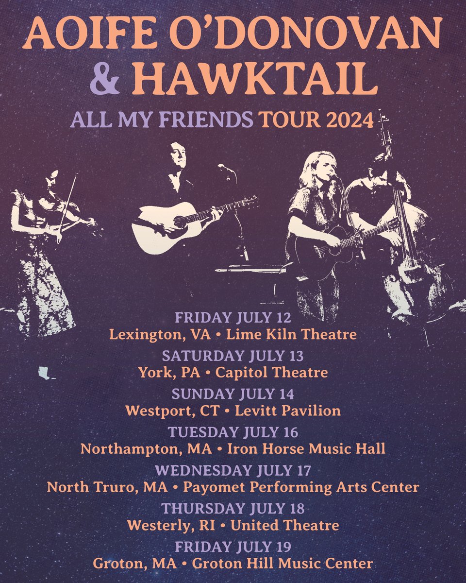 @hawktailband and I are playing more shows this July! I love all of these places - and couldn’t resist the chance to play again at the Iron Horse and Groton!!! Most shows on sale this Friday 12pm ET ❤️