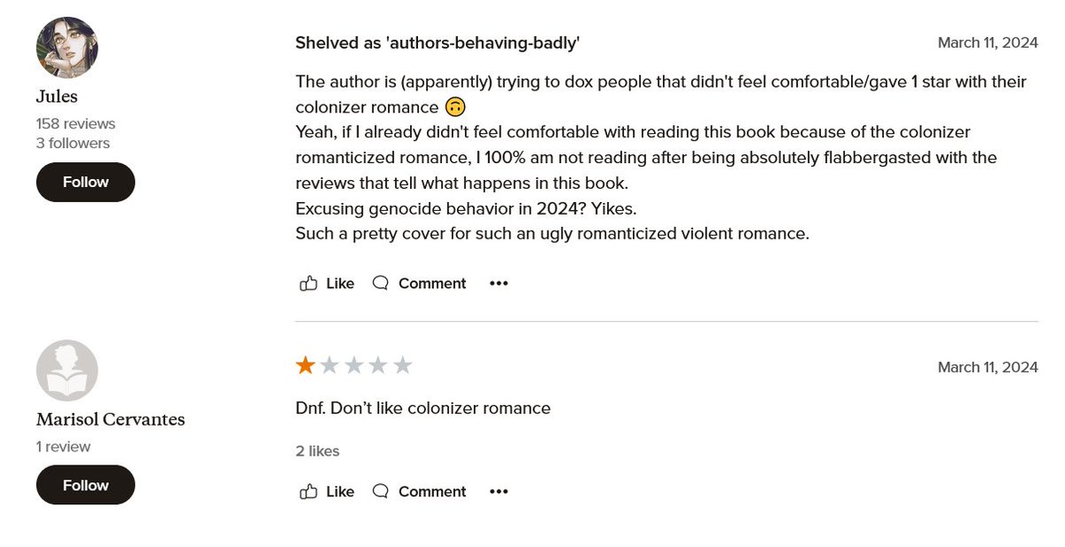 Kyatic's tweet photo. 'It's not being review-bombed, it's just people who have read the book and genuinely didn't like it!'

Are you sure about that

Are you sure https://t.co/Oyc6VOuIqe