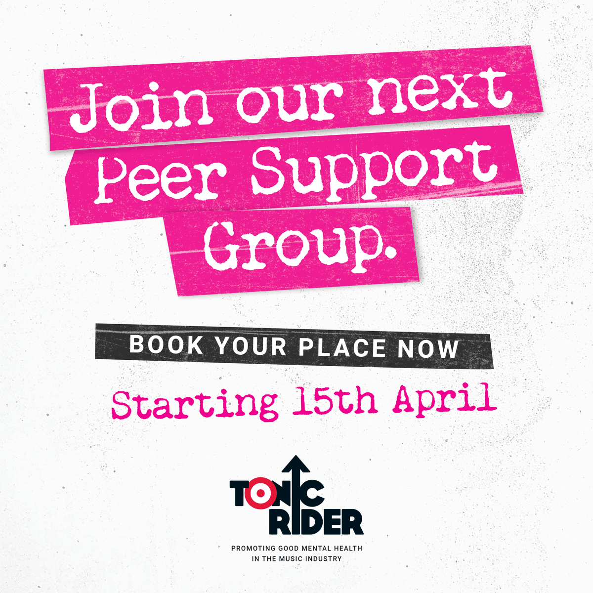 FREE to ALL artists, crew & industry professionals! Peer Support Group - in partnership with Music Minds Matter (@helpmusicians) facilitated by @adamficek To register > tonicmusic.co.uk/tonic-rider #TonicRider #MusicMindsMatter #MentalHealth #Wellbeing #Music