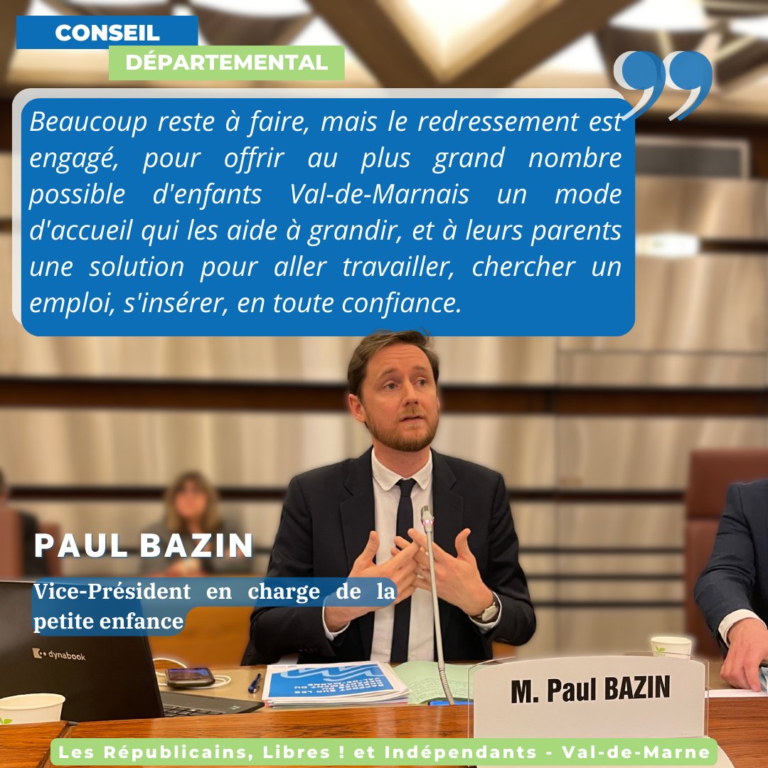 🍼 Paul Bazin a présenté, hier, en séance plénière le rapport sur les crèches départementales.

L'occasion de revenir sur le travail effectué par la majorité et les services pour accueillir au mieux les jeunes Val-de-Marnais.