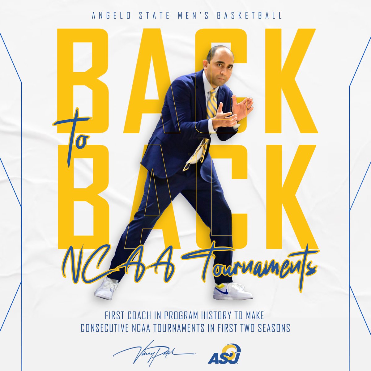 𝐁𝐀𝐂𝐊 to 𝐁𝐀𝐂𝐊 First Coach in program history to make consecutive NCAA tournaments in first two seasons. @coachvinaypatel #RamHoops | #RamFam
