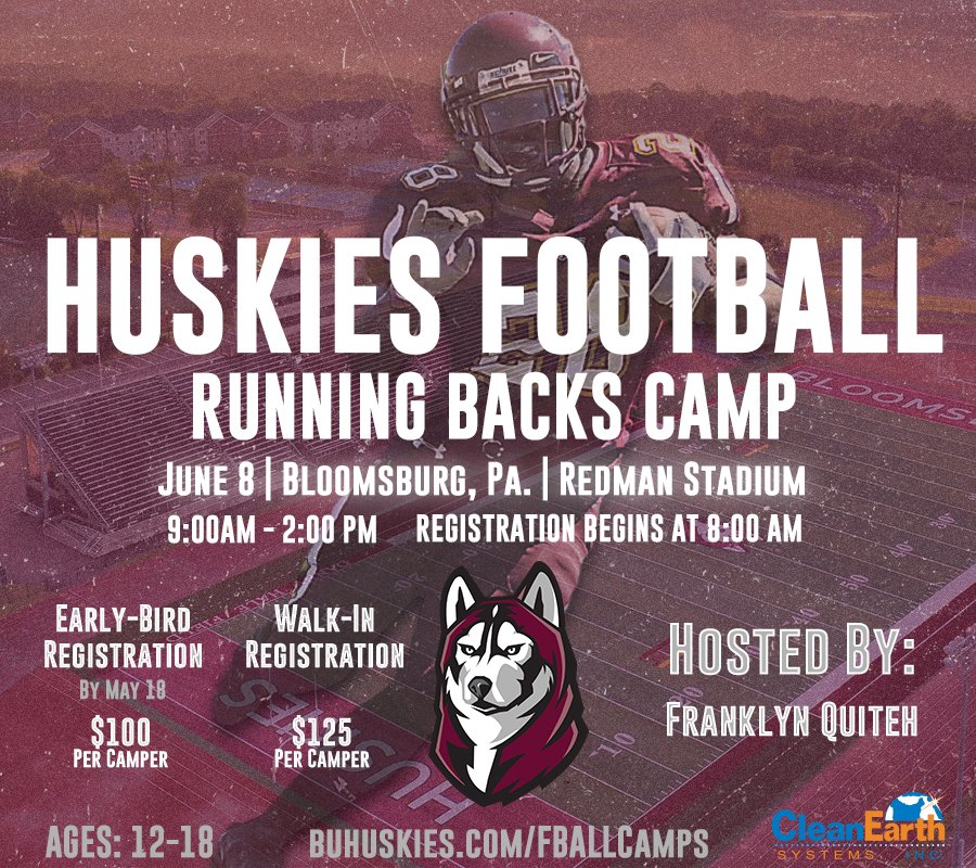 Registration now open for the @BloomUFootball Running Backs Camp, hosted by Franklyn Quiteh! The camp is open to all skilled position players to learn from one of the best backs in the @PSACsports and @NCAADII 🎟️: tinyurl.com/bvcuhu2m 📝:tinyurl.com/mrtsn4yh #Unleashed