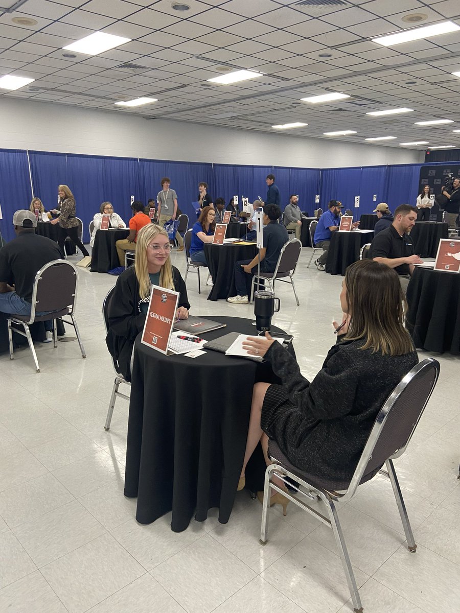 Seniors at Draft Day are interviewing for jobs for companies like Riceland, Reynolds Construction Company, Union Pacific, and Central Moloney! #highschooltohired