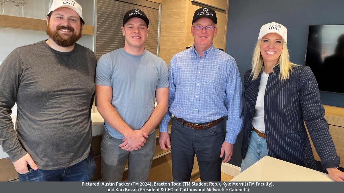uvu_tmm's tweet photo. An insightful visit to Cottonwood Millwork + Cabinets! Students and faculty had the privilege of touring the shop floor with President & CEO Kari Kovar. We value local industry insights to enrich our studentsβ education and prepare them for future careers. #uvutm https://t.co/KdV0z3rZ4N