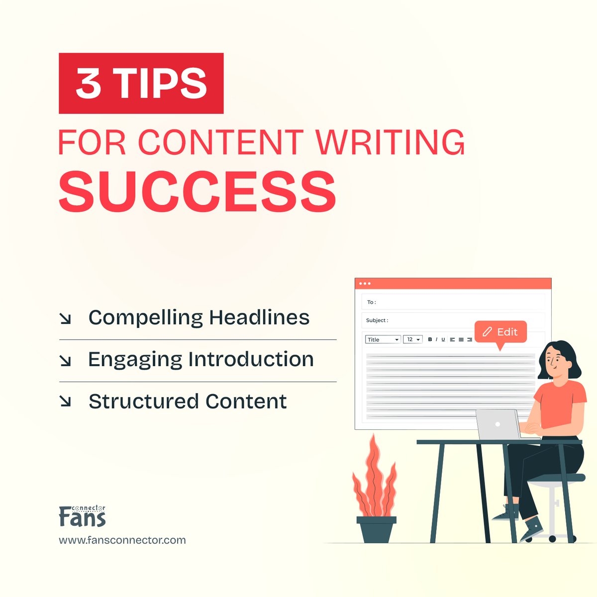 Fansconnector's tweet photo. "Unlock CONTENT WRITING success with 3 key tips: 1️⃣ Craft compelling headlines 📰 2️⃣ Hook readers with engaging intros 🎣 3️⃣ Structure your content for clarity 📝 Elevate your skills with https://t.co/m8HQIgAA6o! 🚀 #ContentWriting #Tips" https://t.co/lohOpDYDU5