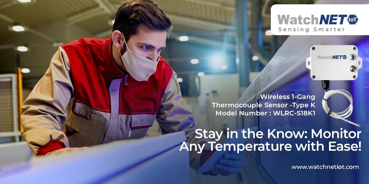 WatchnetIOT's tweet photo. Introducing the wireless real-time temperature monitoring sensor WLRC-S18K1. This commercial-grade K Type thermocouple sensor is perfect for: Ensuring optimal conditions in sensitive environments like greenhouses, laboratories, and storage facilities.

https://t.co/mv1fjFUTIg https://t.co/52WPqNwuU1
