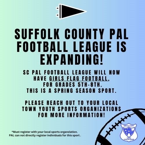 suffolkPALs's tweet photo. Girls Flag Football is coming to our league. Please reach out to your local PAL affiliated youth sports organization for more information.
#girlsflag #football #springseason2024 https://t.co/ghFKbAvk0r