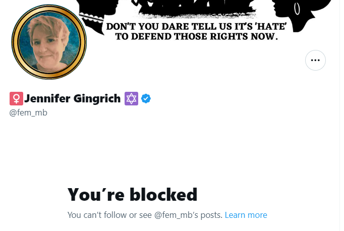 OldS0ULNewWorld's tweet image. oh, so a radical feminist is incapable of respectful discourse, gets triggered &amp;amp; blocks me.  
Par for the course, I suppose.  
Yet, these SAME feminists want ALL women to join them in the fight against #transpredators, which I glad would! 🙃😁😘  So much for "unity", Jenny!