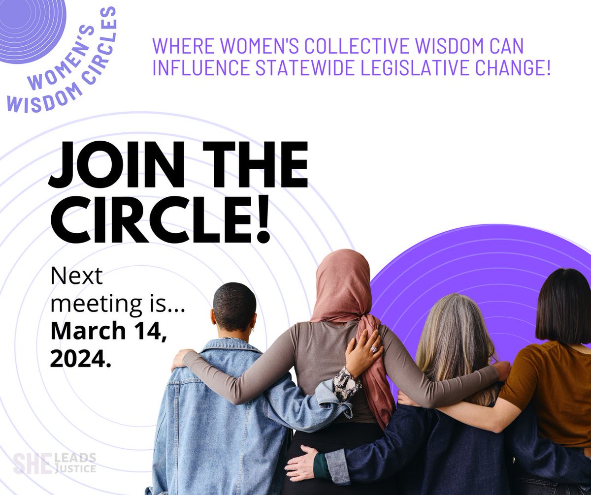 Wise women of CT: Stand for justice & solidarity as we meet this Thursday to amplify women's voices & address systemic challenges in our communities.

The next #WomensWisdomCircle is THIS Thursday (3/14/24). Register to join the circle: bit.ly/3QNMXBa 

#WiseWomen #SLJ