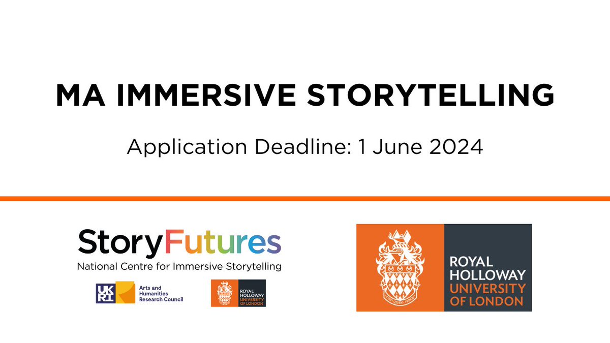 @RoyalHolloway is proud to announce the launch of its pioneering Master's program in #ImmersiveStorytelling, to cultivate the next generation of producers, media managers, and creative professionals in the global creative industries. Apply by 1/6/24. bit.ly/MAImmersiveSto…