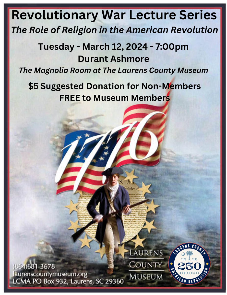 Don't forget to join us for our Revolutionary War Lecture Series tonight!
