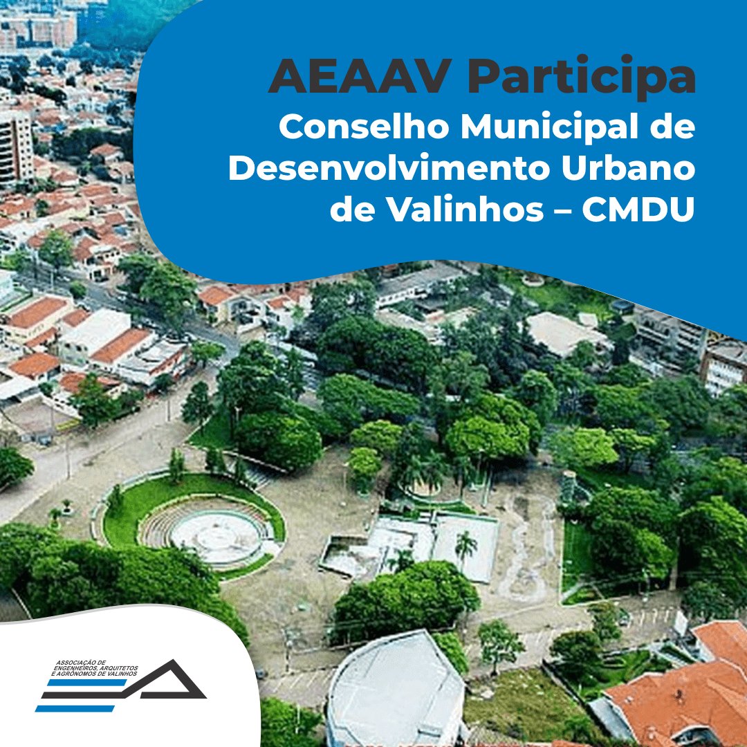 aeaavalinhos's tweet photo. A AEAAV participa do Conselho Municipal de Desenvolvimento Urbano - CMDU, é órgão permanente, paritário e consultivo do Poder Executivo.
Representantes AEAAV no CMDU, são o Eng. Eletricista Ricardo Hering (Titular) e o Eng. José Luiz Martini (Suplente).
#AEAAV #CMDU #Valinhos https://t.co/hBlMs95rU7