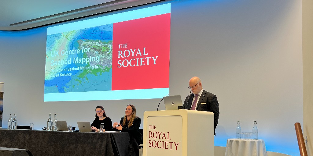 UKHO's tweet image. The @royalsociety and members of the UK Centre for Seabed Mapping met yesterday to discuss the role of #SeabedMapping in ocean science and how quality marine geospatial information can support knowledge sharing between academia and the public sector. ow.ly/LCqr50QQmOQ