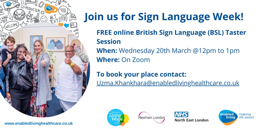 Discover the beauty of #BSL💙🧡

#SignLanguageWeek is only 1 week away.
Join this FREE lunchtime BSL taster session.

Take your first step towards inclusive communication and encourage more people to start learning BSL now!

See details below on how to book.
#BlueOutForBSL