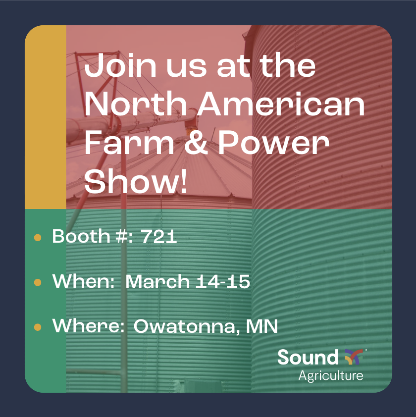 sound_ag's tweet photo. Are you attending the North American Farm & Power Show March 14-16? Be sure to meet our team in Booth 721 and discover how to give your crops access to a more efficient SOURCE of N&P. Hope to see you in Owatonna, MN!
#SOURCEIt #AgTwitter https://t.co/W6R5R8yITE