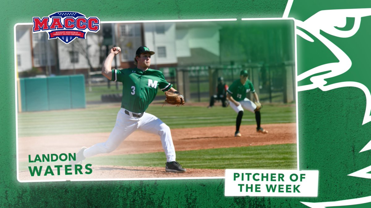 MeridianCC Athletics (@mcceaglessports) on Twitter photo PITCHER OF THE WEEK. Sophomore pitcher Landon Waters pitched 6  shutout innings, striking out 15 batters, and earning  2 wins for the No. 15 <a href="/MCCEaglesBSB/">MCC Eagles Baseball ⚾️ 🇺🇸</a>. These impressive numbers earned Landon the <a href="/MACCCAthletics/">Miss. Assoc. of Community Colleges Conference</a>  Pitcher of the Week.
#mcceagles
#findyourwings
#WIDEOPEN PITCHER OF THE WEEK. Sophomore pitcher Landon Waters pitched 6  shutout innings, striking out 15 batters, and earning  2 wins for the No. 15 <a href="/MCCEaglesBSB/">MCC Eagles Baseball ⚾️ 🇺🇸</a>. These impressive numbers earned Landon the <a href="/MACCCAthletics/">Miss. Assoc. of Community Colleges Conference</a>  Pitcher of the Week.
#mcceagles
#findyourwings
#WIDEOPEN