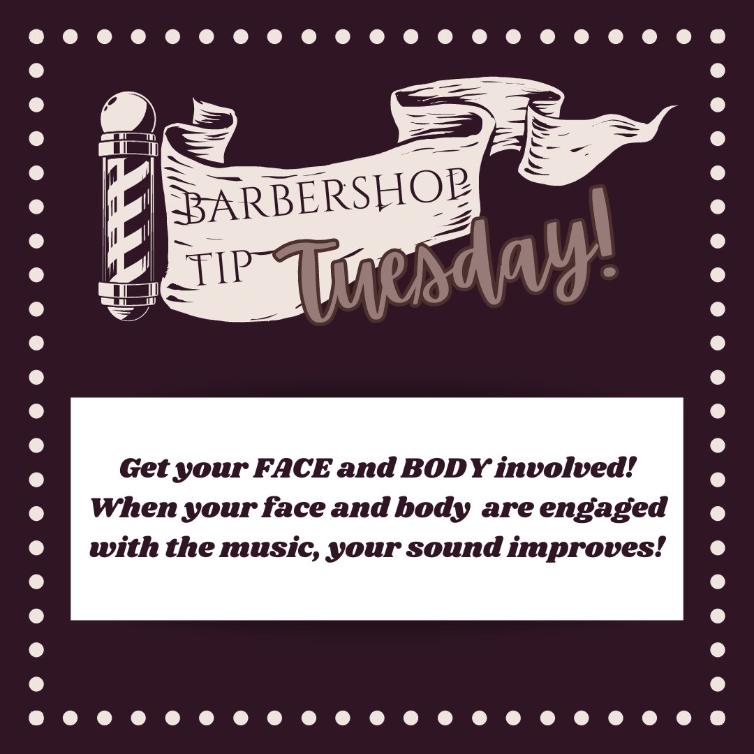 singgrc's tweet image. Barbershop Tip Tuesday:
Get your FACE and BODY involved! When your face and body are engaged with the music, your sound improves!

#grcrocks #greaterrichmondchorus #barbershopharmony #barbershopmusic #sweetadelines