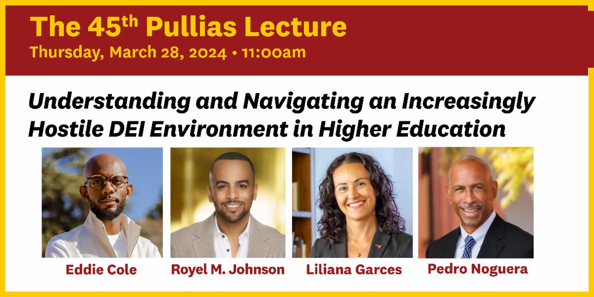 Scholars from <a href="/UCLA/">UCLA</a>, <a href="/UTAustin/">UT Austin</a>, and <a href="/USC/">USC</a> will come together for this year's #PulliasLecture to discuss the challenging #DEI environment in #highered. Have you reserved your spot for the March 28 event at USC? lp.constantcontactpages.com/ev/reg/xyc5qyg…