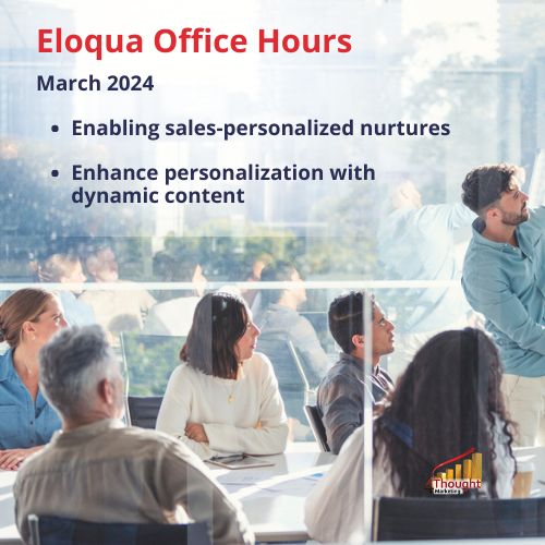 Join us on March 21 at 11 AM PST for our March Office Hours! We'll explore how marketing can empower sales to influence the customer journey. Save your spot here: bit.ly/3wLeVXZ

#OracleEloqua #Eloqua #OracleMtkgCloud #Sales #Marketing