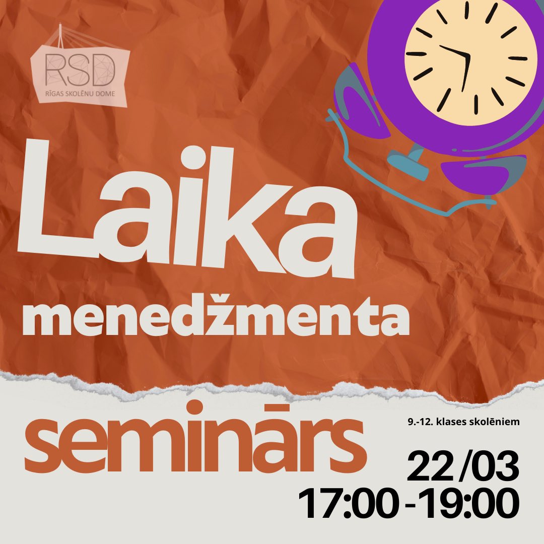 rsd_lv's tweet photo. 22.03. mūsu “Laika menedžmenta” seminārs!⏰🏃
Vairāk info mūsu Instagram: https://t.co/9uN67LsnjX https://t.co/vjYrDldyDr
