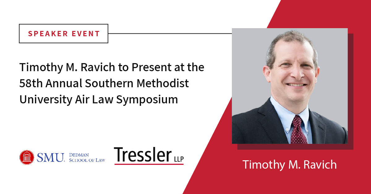Tressler attorney Timothy M. Ravich will present on the topic of 'Advanced Air Mobility and Law' at the 58th Annual @SMULawSchool Symposium on March 21, 2024. We look forward to seeing everyone there!
Learn more: bit.ly/3TAcdO5
#Aviation #AviationLaw
