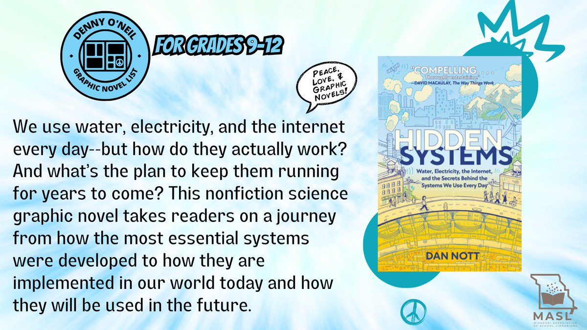 doneil7415's tweet photo. Check out Hidden Systems: Water, Electricity, the Internet, and the Secrets Behind the Systems We Use Every Day- one of the graphic novels on the Inaugural Denny O'Neil Graphic Novel List - Grades 9-12 #hiddensystems
@dan_nott @RHKidsGraphic 
@MASLOnline
#maslsc https://t.co/RPS05AEV7f