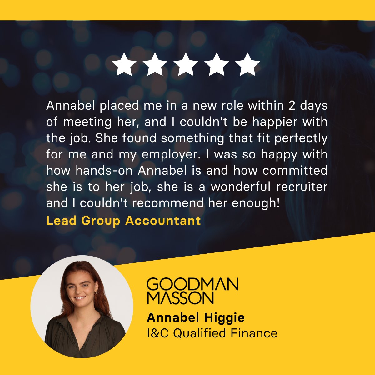 Goodman Masson (@goodman_masson) on Twitter photo 🌟Lead Group Accountant Review🌟
Check out what one of our recently placed candidates said about our I&C Qualified Finance Consultant, Annabel...
Want to discuss the market or find out how we can support your recruitment needs?
Get in touch: annabel.higgie@goodmanmasson.com 🌟Lead Group Accountant Review🌟
Check out what one of our recently placed candidates said about our I&C Qualified Finance Consultant, Annabel...
Want to discuss the market or find out how we can support your recruitment needs?
Get in touch: annabel.higgie@goodmanmasson.com