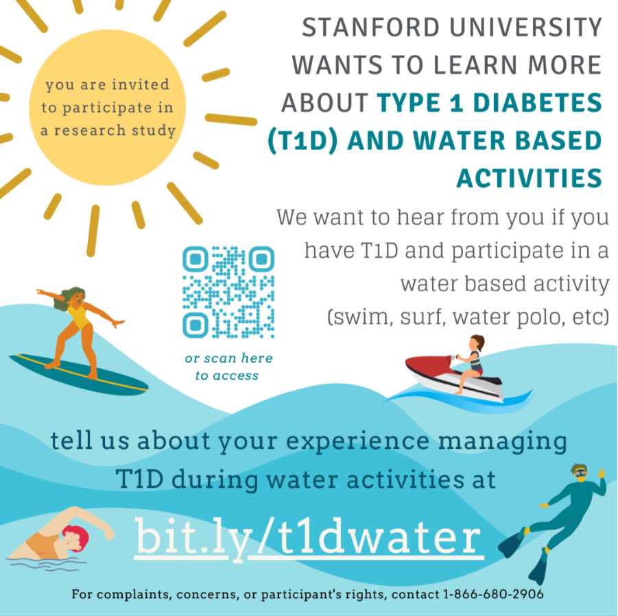 5Dess's tweet photo. If you have #T1D or know someone with #T1D, please help us to learn more about diabetes management strategies around water-based activities! ⁦@mikehughes0⁩ ⁦@StanfordPedEndo⁩ ⁦@StanfordMed⁩ 

Fill out our survey here: https://t.co/BaJEfzLIAp https://t.co/ItdBsbUSdh